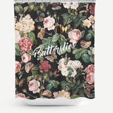 Cortina de Baño Butterflies and Floral Pattern