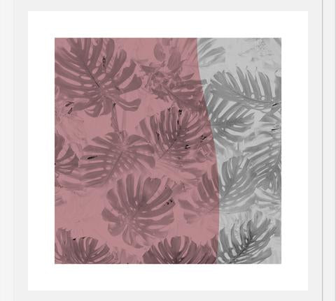 Cuadro Tropical Leaves Rose