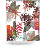 Cortina de Baño Hand Drawn Monstera, Palm Leaves Nature White
