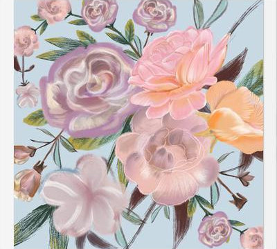 Cuadro Powdery Pastel Hand Drawn Roses Pattern