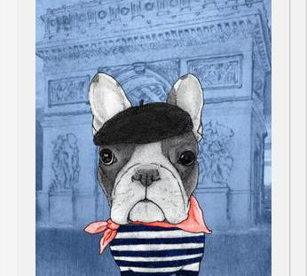 Cuadro French Bulldog With Arc De Triomphe
