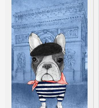 Cuadro French Bulldog With Arc De Triomphe