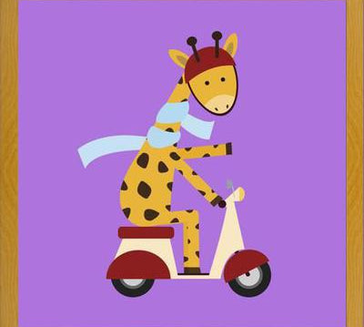 Cuadro Giraffe on Motor Scooter