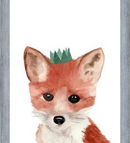 Cuadro Zorrito con coronita verde