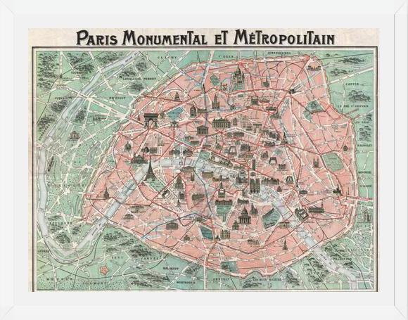 Cuadro Plano ilustrado de Paris en 1932