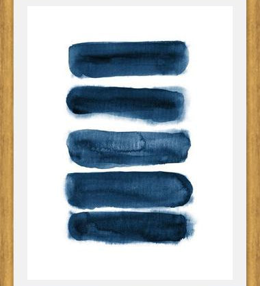 Cuadro Indigo blue watercolor brush strokes
