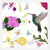 Cuadro Hummingbird and Flowers. Hydrangea, Vanilla, fuchs
