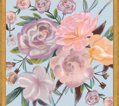 Cuadro Powdery Pastel Hand Drawn Roses Pattern