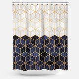Cortina de Baño White and Navy Cubes