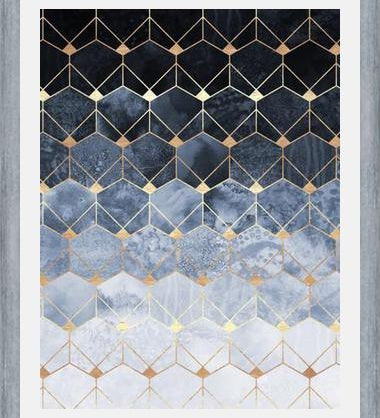 Cuadro Blue Hexagons And Diamonds