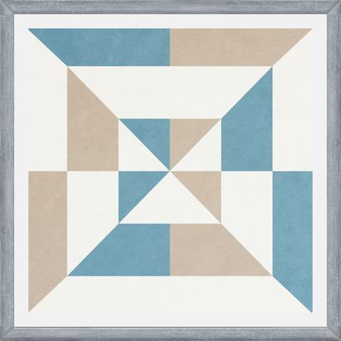 Cuadro Geométrico Azul y Beige