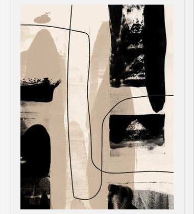 Cuadro Abstracto Beige Blanco y Negro I
