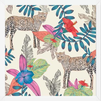 Cuadro Hand drawn leopard colorful tropicalecru