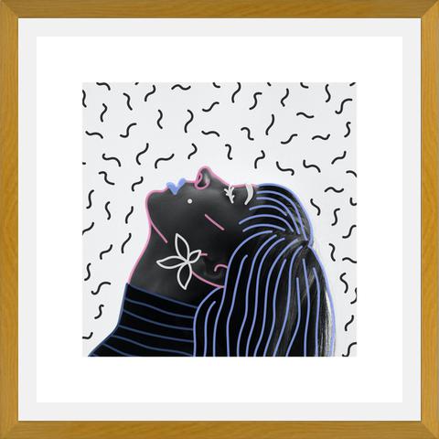 Cuadro Woman Portrait Lines Flower