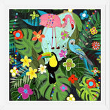 Cuadro Tropical flowers and birds. Vibrant colored botani