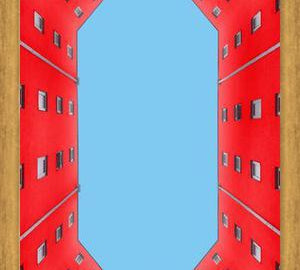 Cuadro edificio rojo