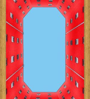 Cuadro edificio rojo