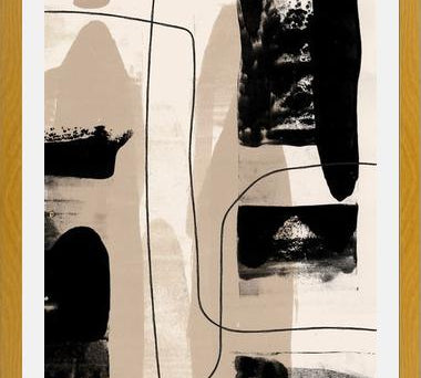 Cuadro Abstracto Beige Blanco y Negro I