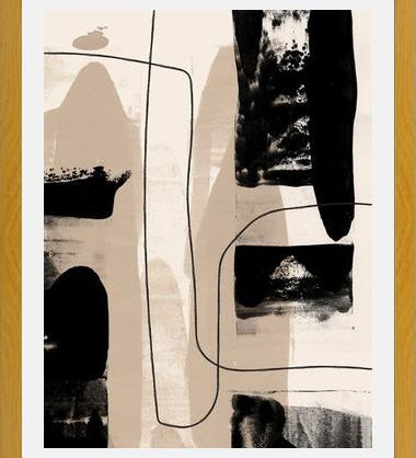 Cuadro Abstracto Beige Blanco y Negro I