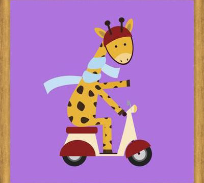 Cuadro Giraffe on Motor Scooter