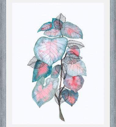 Cuadro Watercolor + ink leaves V