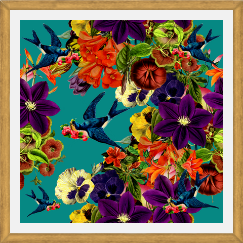 Cuadro Spring Swallow Floral Teal