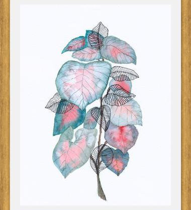 Cuadro Watercolor + ink leaves V