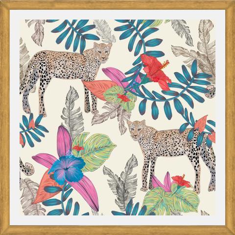 Cuadro Hand drawn leopard colorful tropicalecru