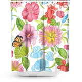 Cortina de Baño Watercolor spring bouquet white
