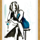 Cuadro mujer sentada de azul