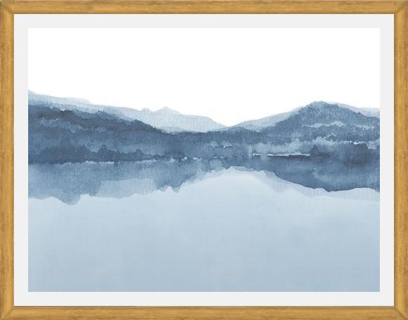 Cuadro Watercolor landscape in shades of blue
