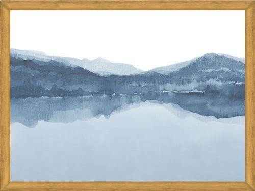 Cuadro Watercolor landscape in shades of blue