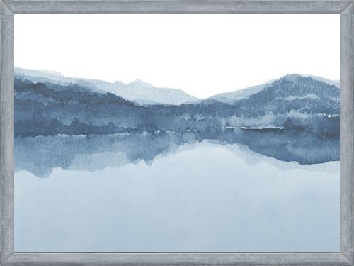 Cuadro Watercolor landscape in shades of blue