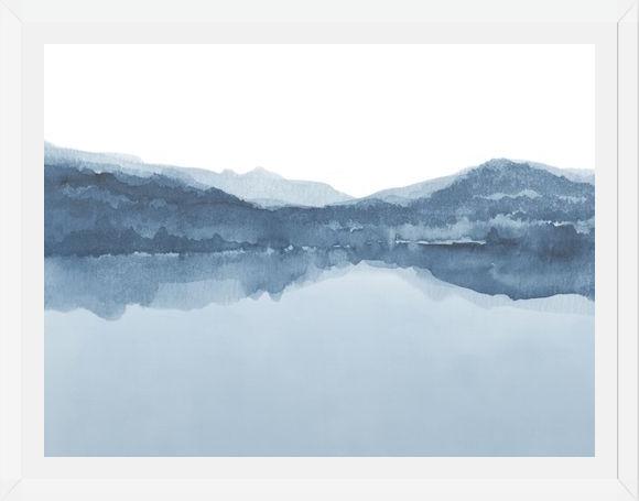 Cuadro Watercolor landscape in shades of blue