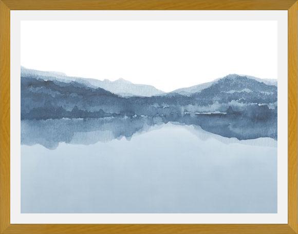 Cuadro Watercolor landscape in shades of blue