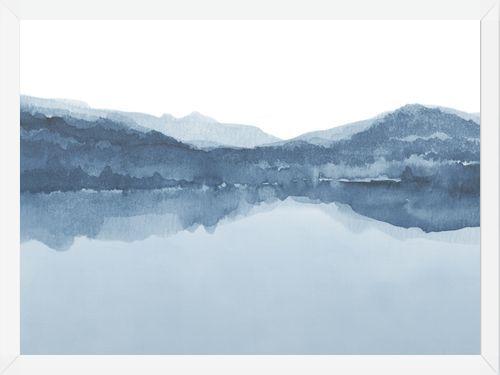 Cuadro Watercolor landscape in shades of blue