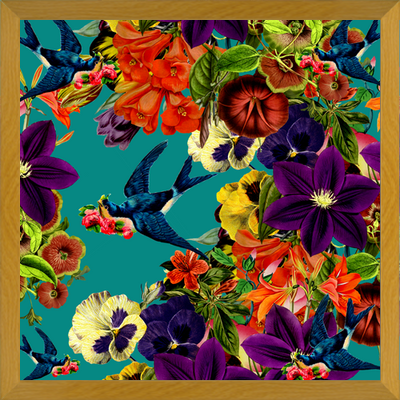 Cuadro Spring Swallow Floral Teal