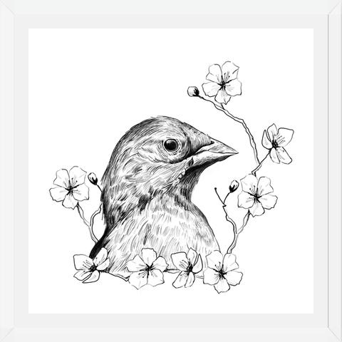 Cuadro Pajarito con flores
