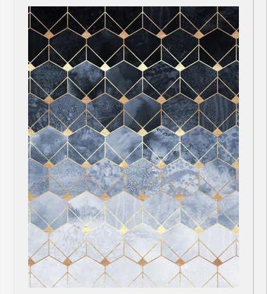 Cuadro Blue Hexagons And Diamonds