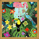 Cuadro Tropical flowers and birds. Vibrant colored botani