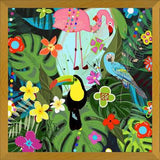 Cuadro Tropical flowers and birds. Vibrant colored botani