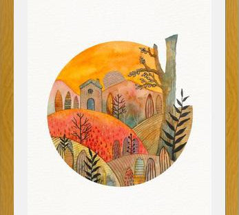 Cuadro Circular watercolor landscape 2