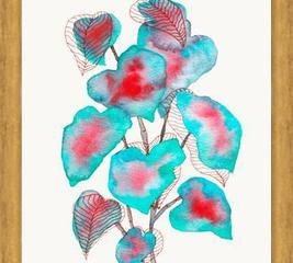 Cuadro Turquoise Pink Watercolor Plant