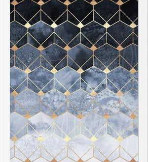 Cuadro Blue Hexagons And Diamonds
