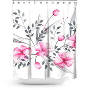 Cortina de Baño Floral rosado y gris