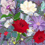Canvas Red Rose, Orchid Red Fruits Vibrant Colorful Patte