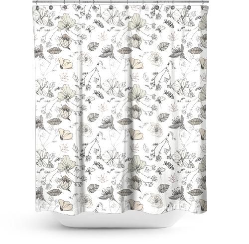 Cortina de Baño flores beige