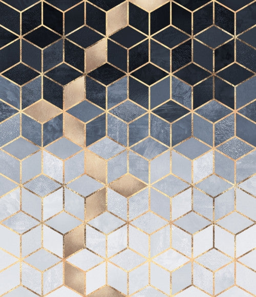 Canvas Soft Blue Gradient Cubes - Galeria Impresionarte