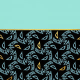 Canvas Turquoise, black & gold pattern