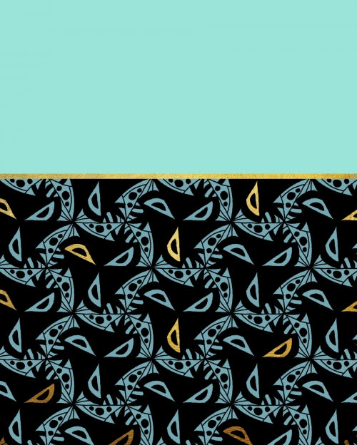 Canvas Turquoise, black & gold pattern